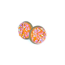 Load image into Gallery viewer, 12mm Orange Creamsicle Druzy Studs