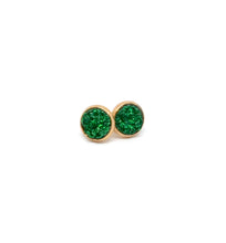 Load image into Gallery viewer, 8mm Emerald Shimmer Druzy Studs