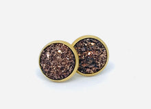 Load image into Gallery viewer, 10mm Chocolate Druzy Studs