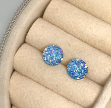 Load image into Gallery viewer, 8mm Sky Blue Druzy Studs