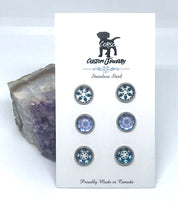 Load image into Gallery viewer, Snowflake 8mm Stud Trio (Stainless Steel)