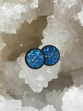 Load image into Gallery viewer, 12mm Sky Blue Druzy Studs