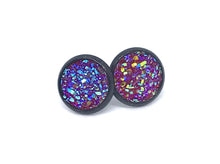 Load image into Gallery viewer, 10mm Dark Pink Druzy Studs