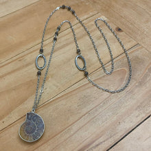 Load image into Gallery viewer, Ammonite Fossil Necklace (Stainless Steel)