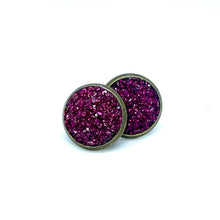 Load image into Gallery viewer, 12mm Sangria Shimmer Druzy Studs