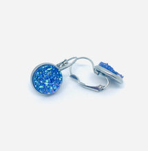 Load image into Gallery viewer, 12mm Orchid Druzy Leverback Drop Earrings (Stainless Steel)