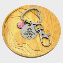 Load image into Gallery viewer, Breast Cancer Survivor Research Keychain (Stainless Steel)