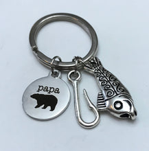 Load image into Gallery viewer, Papa Bear Keychain (Stainless Steel)