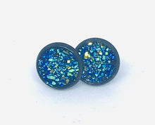 Load image into Gallery viewer, 10mm Galaxy Blue Druzy Studs