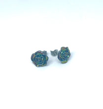 Load image into Gallery viewer, Metallic Rainbow Rose Studs