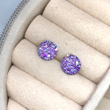 Load image into Gallery viewer, 8mm Purple Druzy Studs