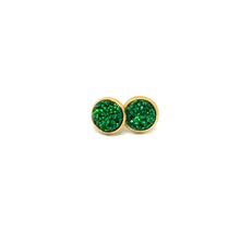 Load image into Gallery viewer, 8mm Emerald Shimmer Druzy Studs