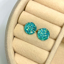 Load image into Gallery viewer, 10mm Lake Blue Druzy Studs