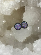 Load image into Gallery viewer, 8mm Purple Druzy Studs