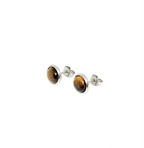 8mm Tigers Eye Studs (Stainless Steel)