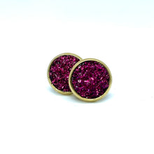 Load image into Gallery viewer, 10mm Sangria Shimmer Druzy Studs