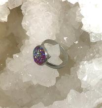 Load image into Gallery viewer, 10mm Dark Pink Druzy Ring (Stainless Steel) - Size 7 Only