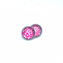 Load image into Gallery viewer, 10mm Pink Leopard Print Studs (Stainless Steel)