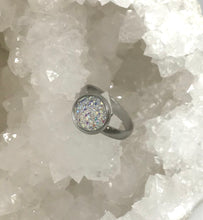 Load image into Gallery viewer, 10mm White Druzy Ring (Stainless Steel) - Size 7 Only