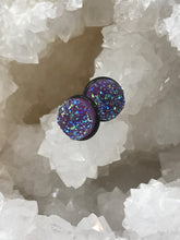 Load image into Gallery viewer, 12mm Bright Purple Druzy Studs