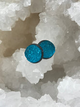 Load image into Gallery viewer, 12mm Ocean Blue Druzy Studs