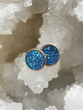 Load image into Gallery viewer, 12mm Sky Blue Druzy Studs