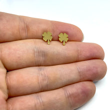 Load image into Gallery viewer, Gold Lucky Clover Studs