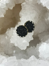 Load image into Gallery viewer, 12mm Black Druzy Studs
