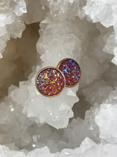 Load image into Gallery viewer, 12mm Raspberry Druzy Studs