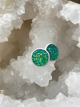 Load image into Gallery viewer, 12mm Green Druzy Studs