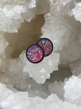 Load image into Gallery viewer, 12mm Pink Druzy Studs