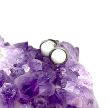 Load image into Gallery viewer, 8mm White Howlite Studs (Stainless Steel)