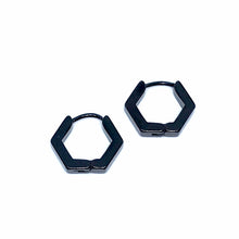 Load image into Gallery viewer, Hexagon Sleeper Hoop Earrings (Stainless Steel)