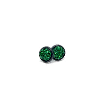 Load image into Gallery viewer, 8mm Emerald Shimmer Druzy Studs