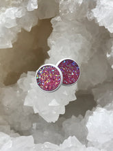 Load image into Gallery viewer, 12mm Pink Druzy Studs