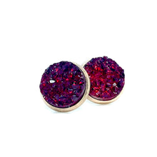 Load image into Gallery viewer, 12mm Merlot Druzy Studs