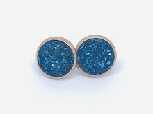 Load image into Gallery viewer, 10mm Denim Blue Druzy Studs