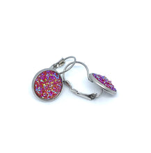 Load image into Gallery viewer, 12mm Raspberry Druzy Leverback Drop Earrings (Stainless Steel)