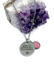 Load image into Gallery viewer, “Never let anyone dull your sparkle” 3-in-1 Necklace (Stainless Steel)