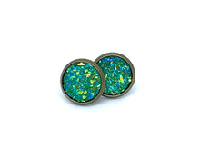 Load image into Gallery viewer, 10mm Green Druzy Studs