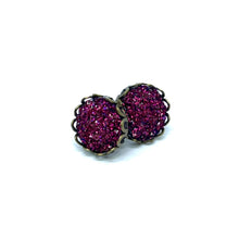 Load image into Gallery viewer, 10mm Sangria Shimmer Druzy Studs