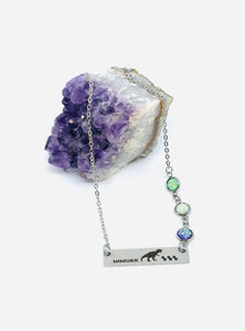 Mamasaur Birthstone Necklace with Three Babies (Stainless Steel)