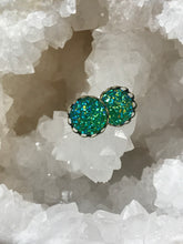 Load image into Gallery viewer, 12mm Green Druzy Studs