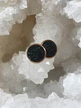 Load image into Gallery viewer, 12mm Black Druzy Studs