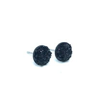 Load image into Gallery viewer, 8mm Black Druzy Studs