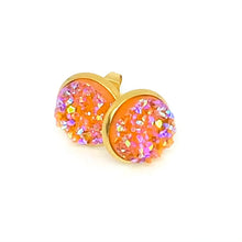 Load image into Gallery viewer, 12mm Orange Creamsicle Druzy Studs