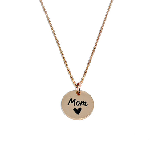 Mom Charm Necklace (Rose Gold Stainless Steel)