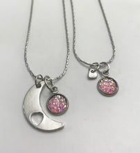 Load image into Gallery viewer, “Love You to the Moon and Back” Mother-Daughter Necklace Set (Stainless Steel)