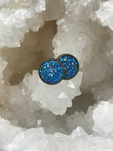Load image into Gallery viewer, 12mm Sky Blue Druzy Studs
