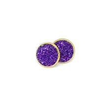 Load image into Gallery viewer, 12mm Amethyst Shimmer Druzy Studs